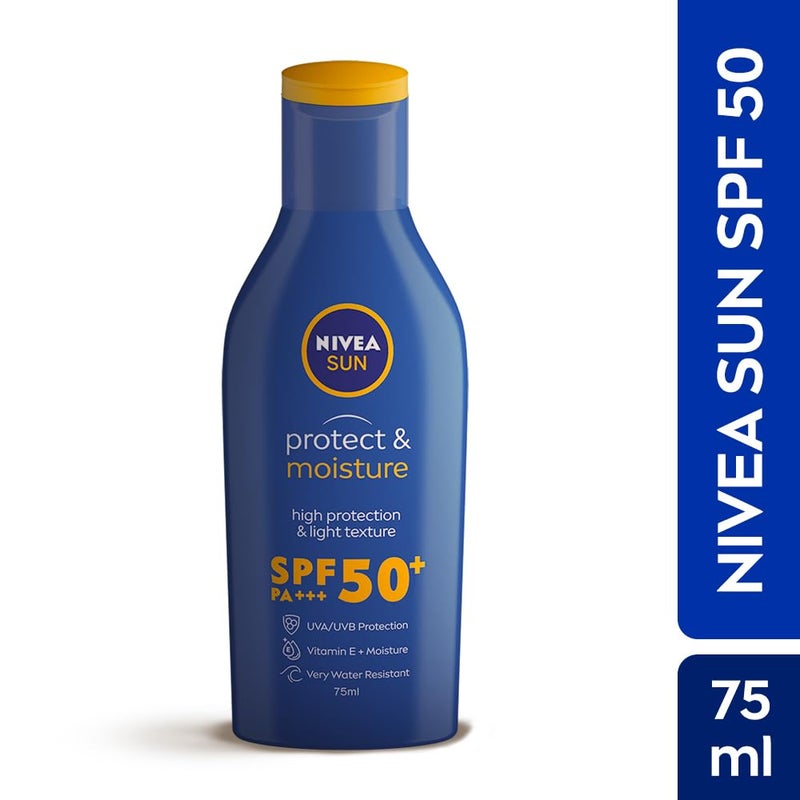 Nivea NIVEA SUN Protect and Moisture 75ml SPF 50 Advanced Sunscreen for Instant Protection PA UVA UVB Protection System Vitamin E Moisture Very Water Resistant For Men Women  - Image 2