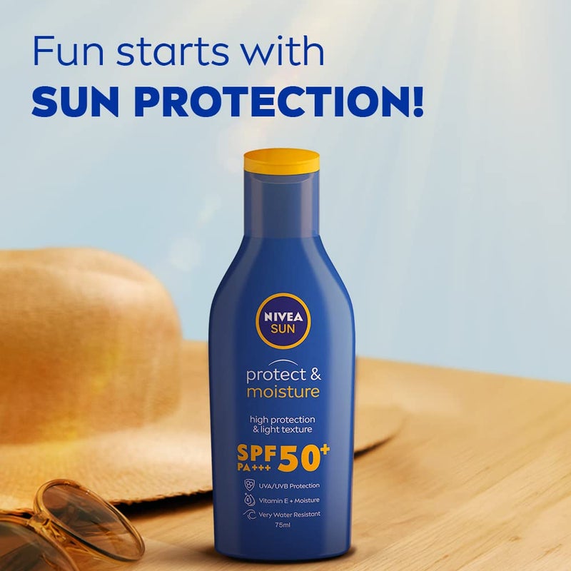 Nivea NIVEA SUN Protect and Moisture 75ml SPF 50 Advanced Sunscreen for Instant Protection PA UVA UVB Protection System Vitamin E Moisture Very Water Resistant For Men Women  - Image 5