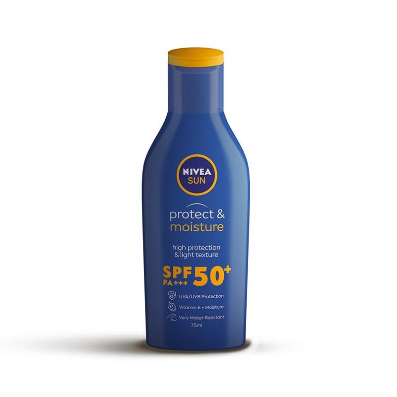 Nivea NIVEA SUN Protect and Moisture 75ml SPF 50 Advanced Sunscreen for Instant Protection PA UVA UVB Protection System Vitamin E Moisture Very Water Resistant For Men Women  - Image 1