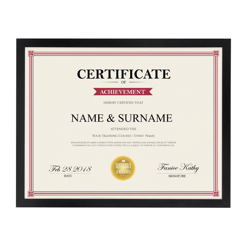 Giftgarden 85x11 Picture Frame Black Certificate Award Document Diploma 85 by 11 Thin Frame for Wall Tabletop Display Single
