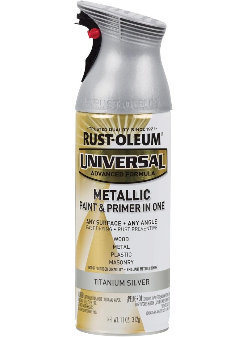 RUST-OLEUM Universal All Surface Spray Paint, 11 Oz, Metallic Titanium Silver - Image 1