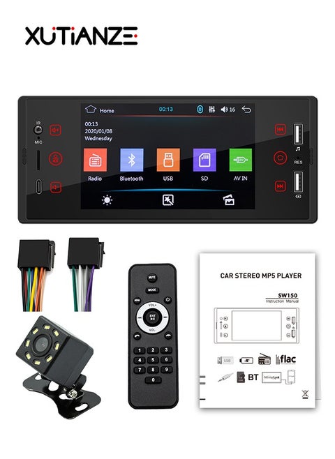 5-inch HD IPS screen car MP5 player Dual USB port / TF card / TYPE-C port 2.1A fast charging / Bluetooth hands-free / FM radio support remote control operation and cell phone mirroring function