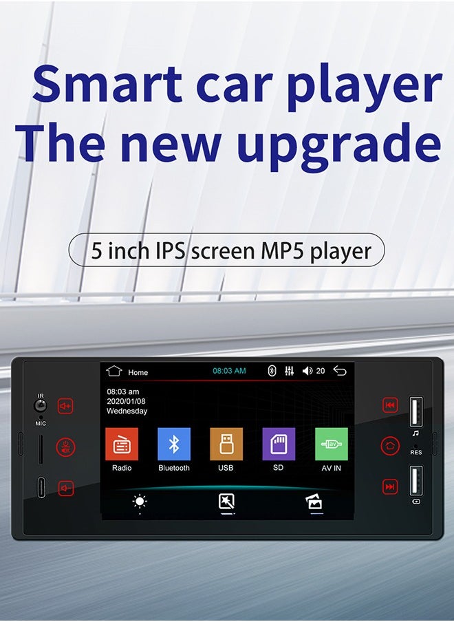 XUTIANZE - 5-inch HD IPS screen car MP5 player Dual USB port / TF card / TYPE-C port 2.1A fast charging / Bluetooth hands-free / FM radio support remote control operation and cell phone mirroring function - Image 1