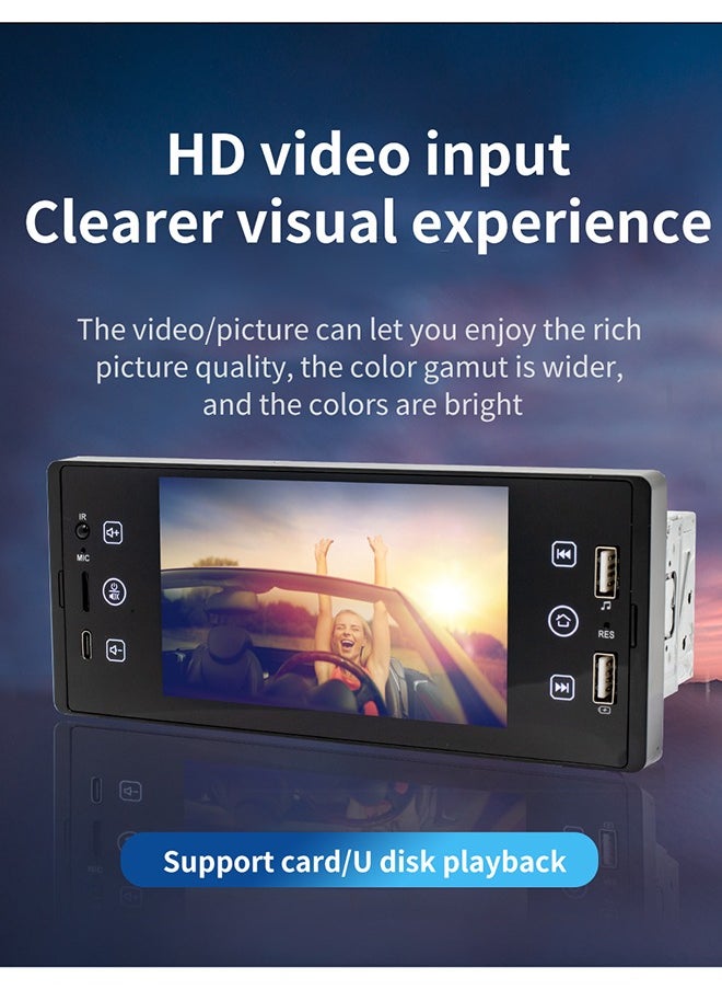 XUTIANZE - 5-inch HD IPS screen car MP5 player Dual USB port / TF card / TYPE-C port 2.1A fast charging / Bluetooth hands-free / FM radio support remote control operation and cell phone mirroring function - Image 1