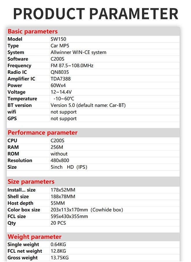 XUTIANZE - 5-inch HD IPS screen car MP5 player Dual USB port / TF card / TYPE-C port 2.1A fast charging / Bluetooth hands-free / FM radio support remote control operation and cell phone mirroring function - Image 1