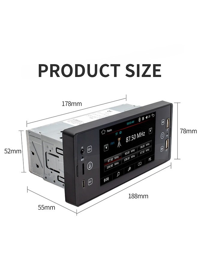 XUTIANZE - 5-inch HD IPS screen car MP5 player Dual USB port / TF card / TYPE-C port 2.1A fast charging / Bluetooth hands-free / FM radio support remote control operation and cell phone mirroring function - Image 1