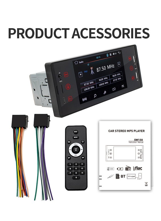 XUTIANZE - 5-inch HD IPS screen car MP5 player Dual USB port / TF card / TYPE-C port 2.1A fast charging / Bluetooth hands-free / FM radio support remote control operation and cell phone mirroring function - Image 1