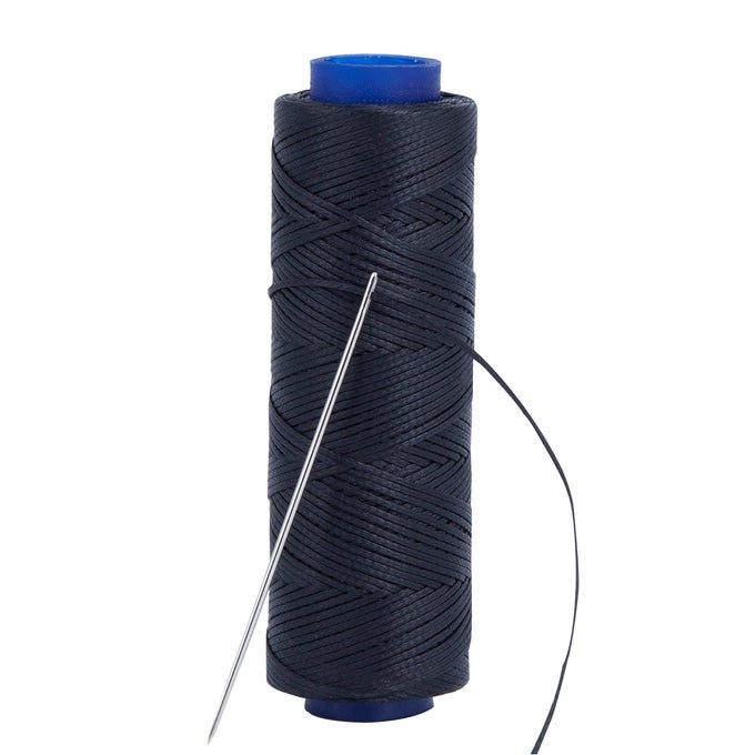 WAXED THREAD STRONG THREAD FOR LEATHER UPHOLSTERY SHOE BAG INCL NEEDLE COLOUR BLACK