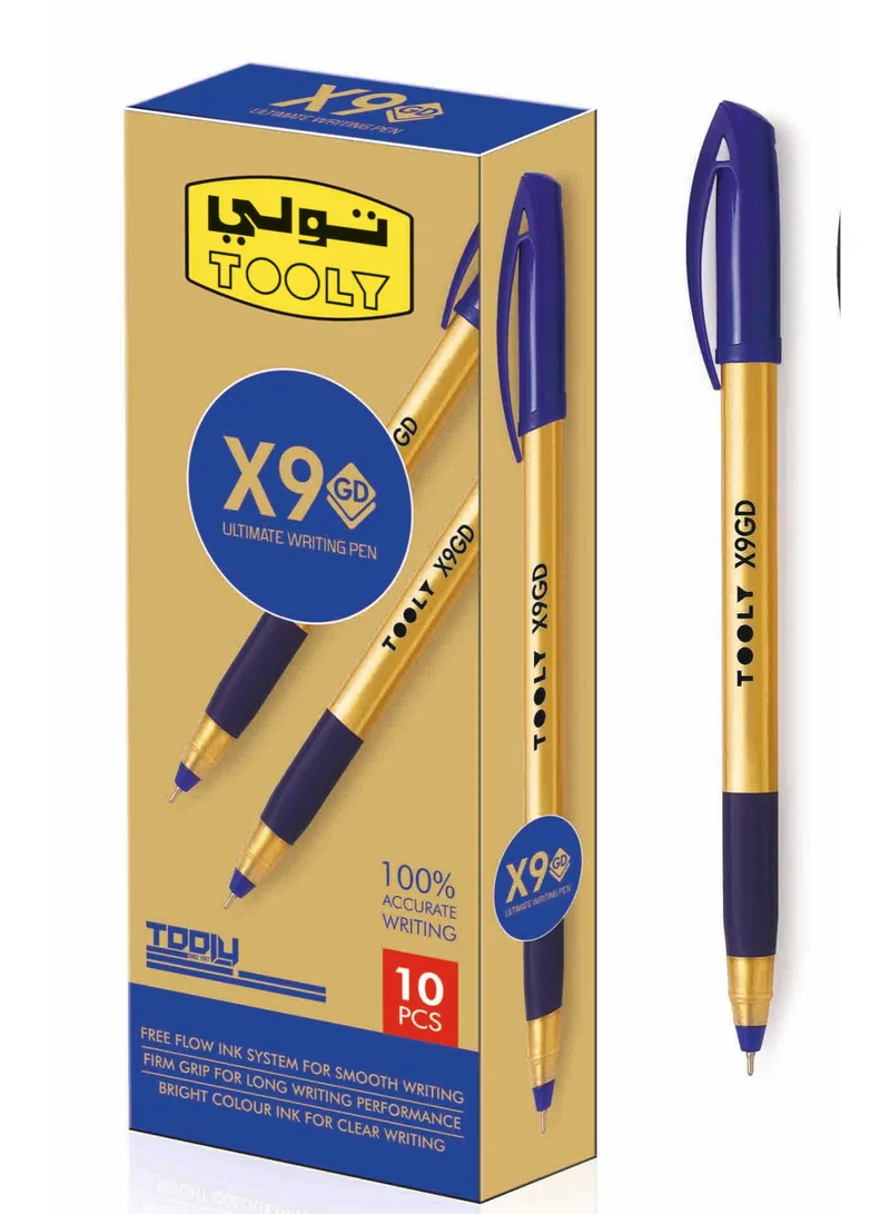 TOOLY Ultimate Writing Pens – 10 Pcs | Smooth & Consistent Ink Flow | Comfortable Grip | Fine Tip (0.7MM) Ballpoint Pens (Blue Ink)