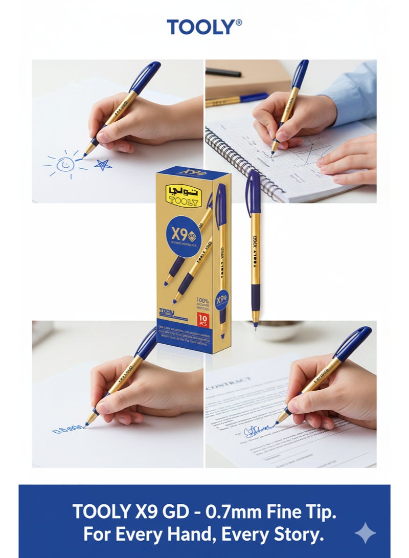 Ultimate Writing Pens – 10 Pcs | Smooth & Consistent Ink Flow | Comfortable Grip | Fine Tip (1 MM) Ballpoint Pens (Blue Ink) - view 2