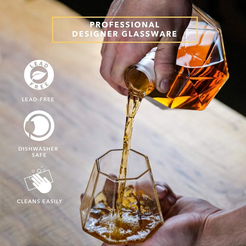 Dragon Glassware Diamond Whiskey Decanter Premium Designer Decanter with Glasses for Spirits and Wine 25 Ounces Gift Boxed - Image 4