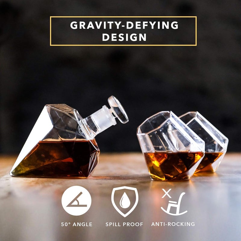 Dragon Glassware Diamond Whiskey Decanter Premium Designer Decanter with Glasses for Spirits and Wine 25 Ounces Gift Boxed - Image 3
