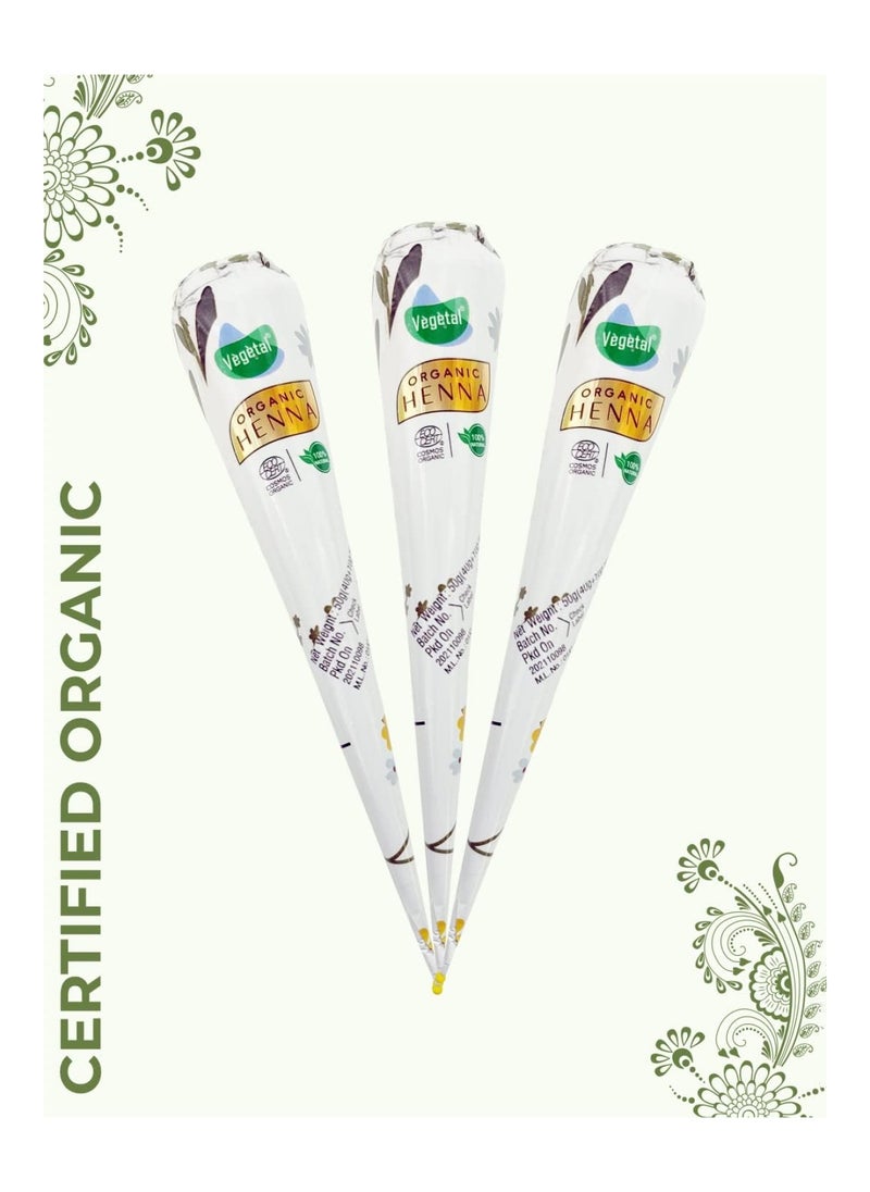 Vegetal - Organic Mehandi Cone 100 % Natural Mehandi (Henna) For Feets And Hands (50 Gm X Pack Of 3) - Image 1