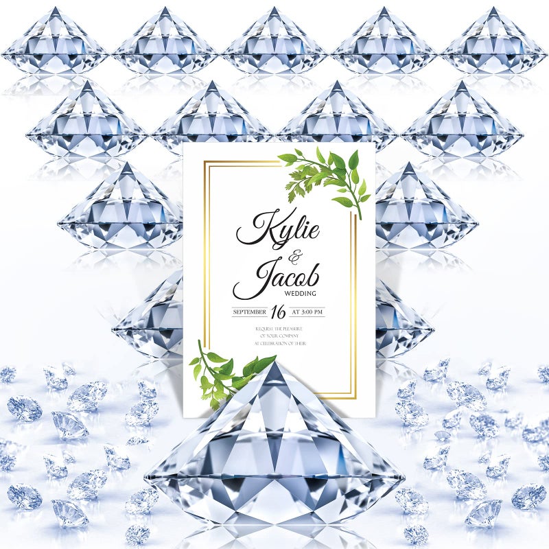 Unittype 1624 Piece Diamond Place Card Holders Decorations includes 24 Pieces Acrylic table Number Holders for Wedding and 1600 Pieces Crystal Confetti Clear Diamond for Party Weddings 