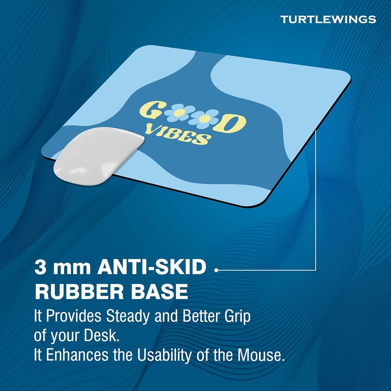 TURTLEWINGS | Mousepad | Inspirational Quote Mousepad – 22x18 cm, 3mm Thick | Abstract Design Non-Slip Rubber Base | Office, Study & Gaming Use | Premium Smooth Surface 6 - Image 2