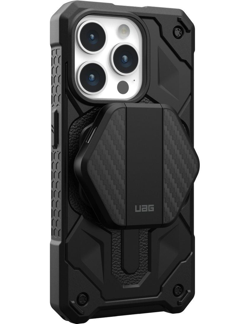 Urban Armor Gear UAG Wireless Charging Pad with Kickstand Compatible with MagSafe Case 15W Fast Charger with 4ft Detachable Rugged USB-C to USB-C Cable - Black | Carbon Fiber - Image 2