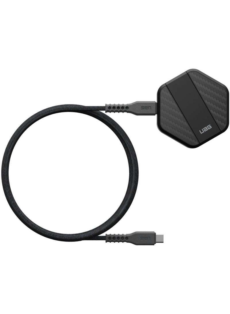 Urban Armor Gear UAG Wireless Charging Pad with Kickstand Compatible with MagSafe Case 15W Fast Charger with 4ft Detachable Rugged USB-C to USB-C Cable - Black | Carbon Fiber - Image 3