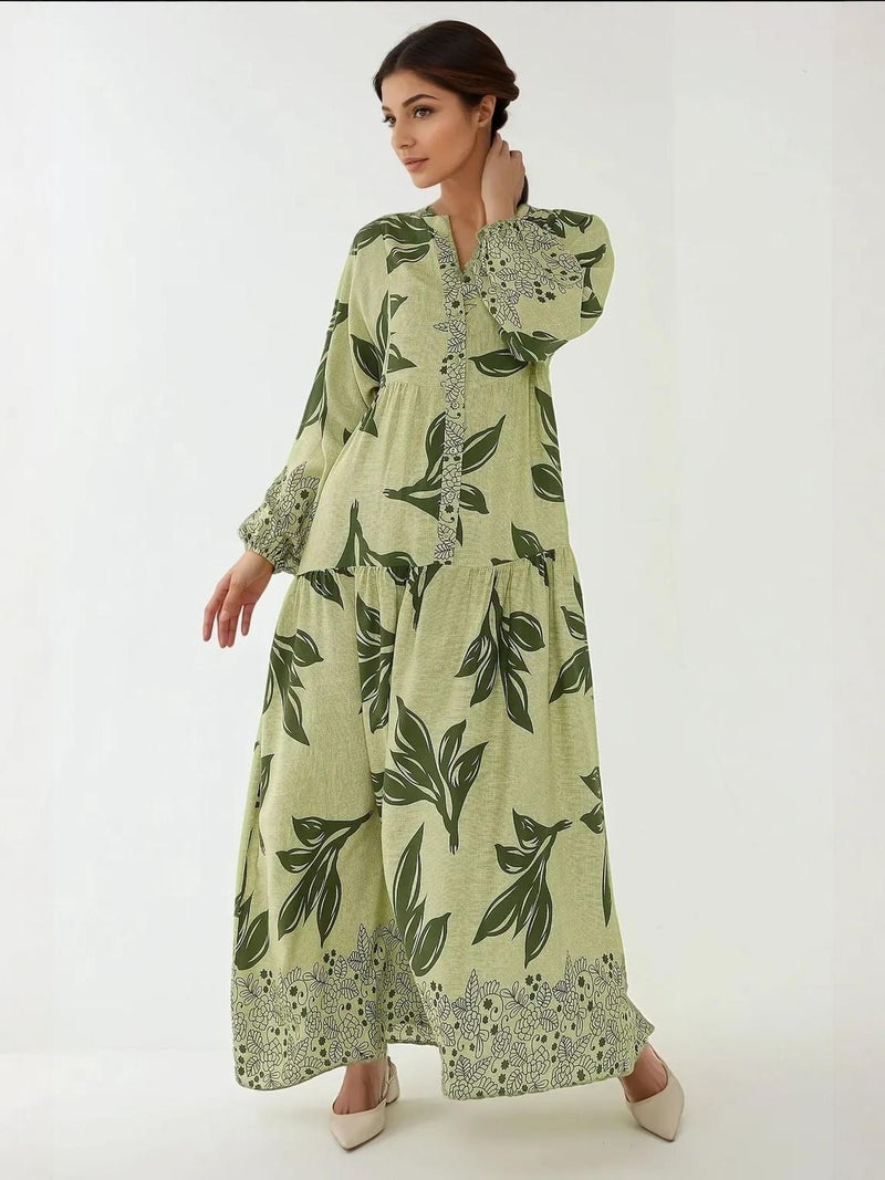 HICCUP Printed Long Sleeve Viscose Maxi Dress - Image 5