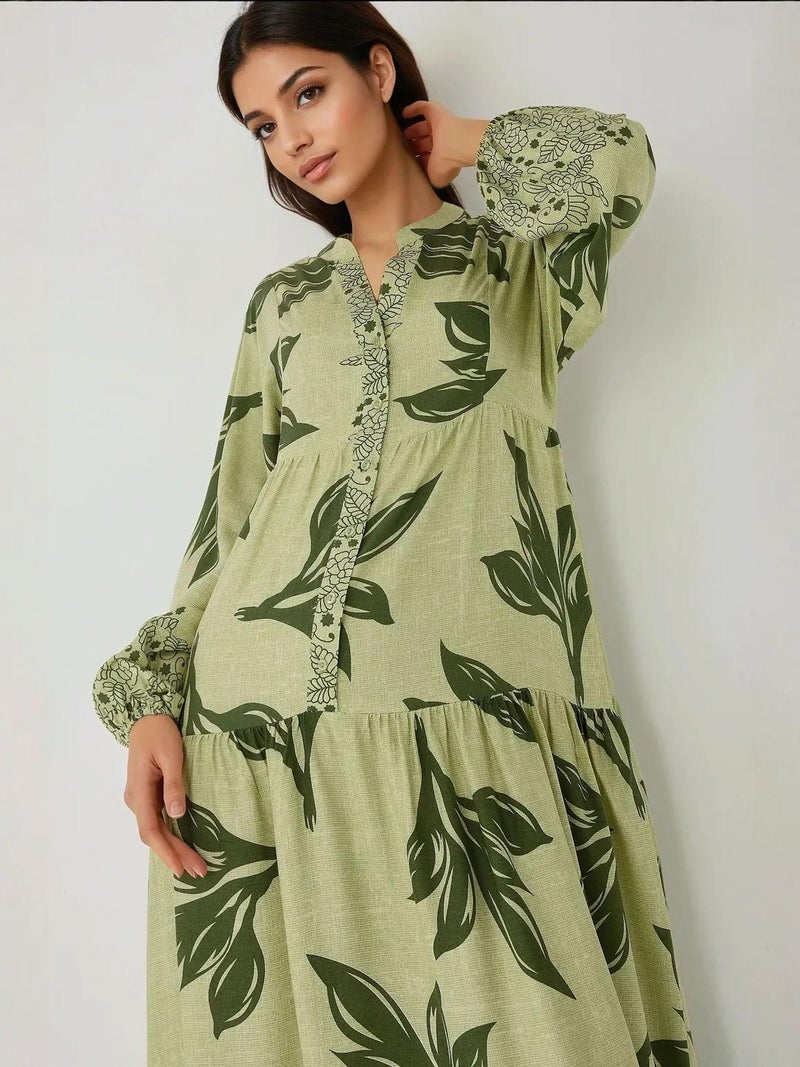 HICCUP Printed Long Sleeve Viscose Maxi Dress - Image 1