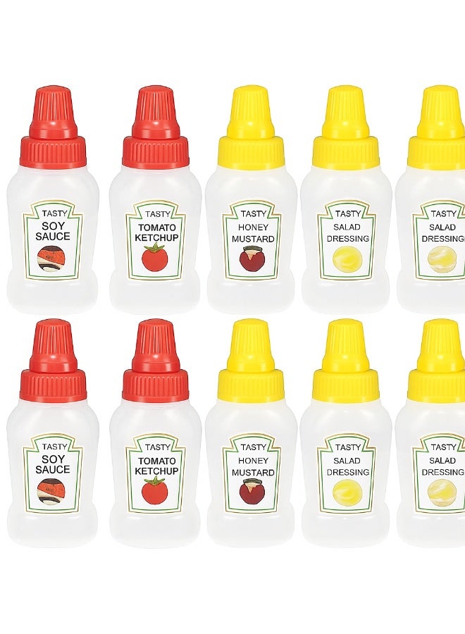 Small Empty Sauce Bottles for Students to Take to Work, Portable Mini Container for Soy Sauce, Ketchup, Mayonnaise and More - 10 Pack - Image 1