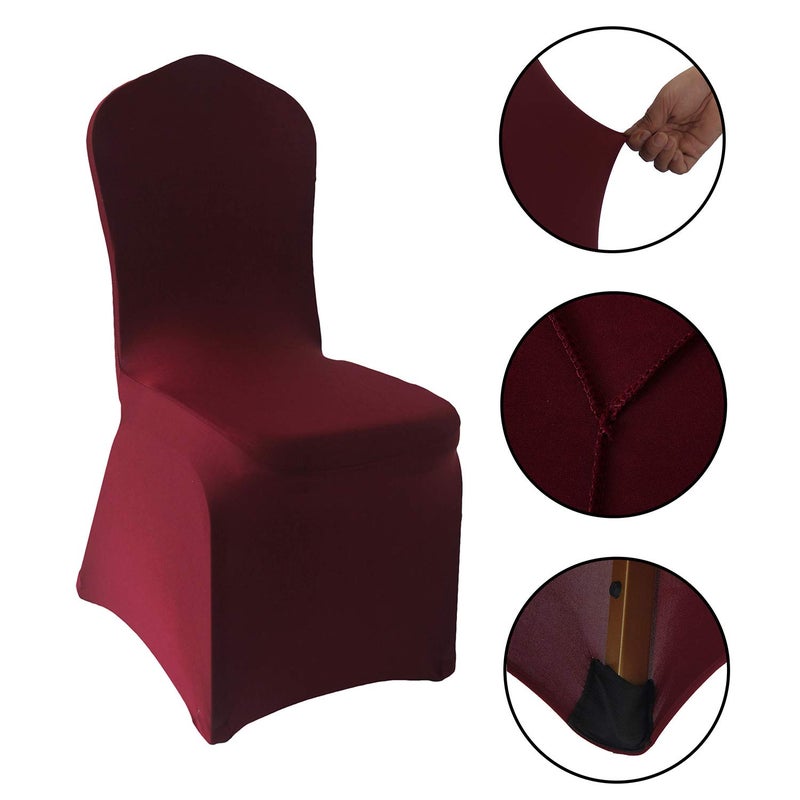 Welmatch Welmatch Burgundy Stretch Chair Croach - 10 PCS BANQUET EVENTS PARTY Universal Dining Decoration Scuba CORCH CORCH CORVERS PREMIUM (Burgundy 10)  - Image 3