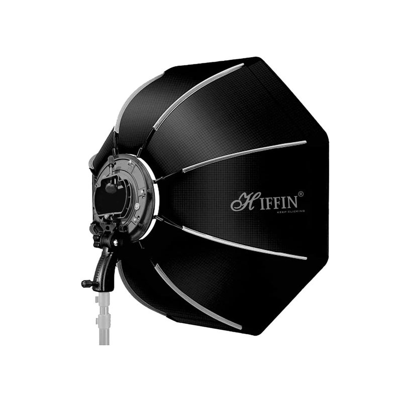 HIFFIN صندوق ضوء ثماني الأضلاع بقطر 90 سم مع حامل قوس من نوع S (مع قاعدة بوانز) وحقيبة حمل لفلاش الاستوديو السريع، تصوير البورتريه والمنتجات - Image 1