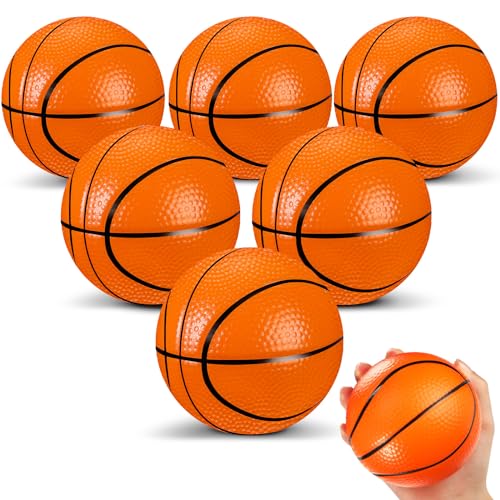 MiniInflat 6 Pcs 4 Mini Foam Basketballs for Kids Adults Squeeze Stress Ball Safe Soft Replacement Beach Pool Basketball for Indoor Hoop Toddler Quiet Bouncy Sport GameOrange - Image 1
