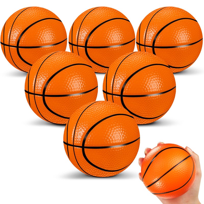 MiniInflat 6 Pcs 4 Mini Foam Basketballs for Kids Adults Squeeze Stress Ball Safe Soft Replacement Beach Pool Basketball for Indoor Hoop Toddler Quiet Bouncy Sport GameOrange - Image 3