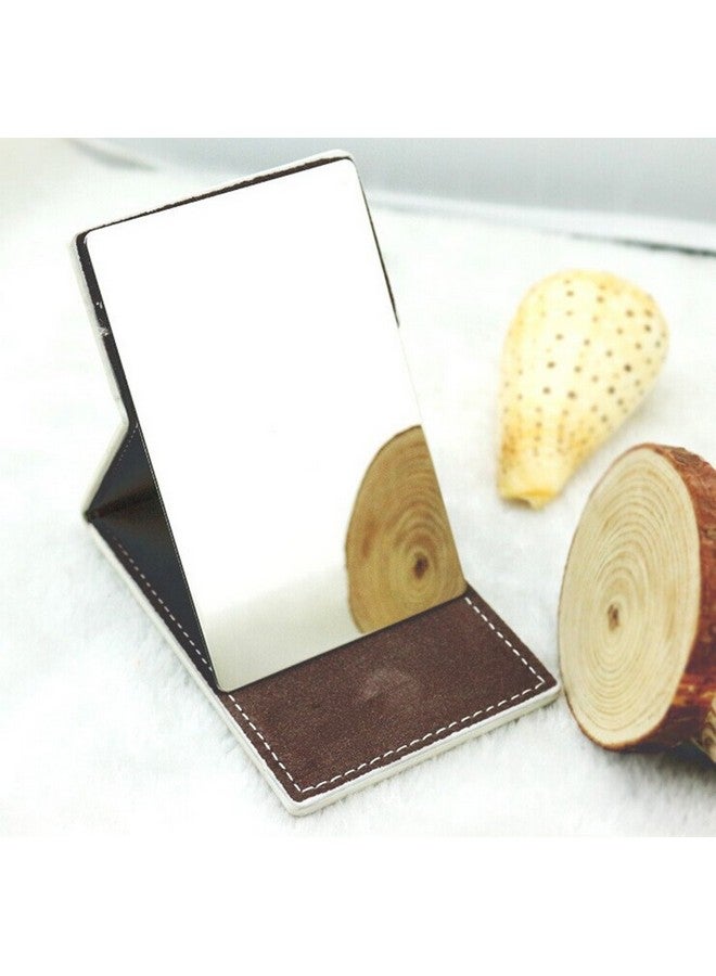 Yueton Shatterproof Stainless Steel Ultrathin Folding Travel Mirror Makeup Mirror With Pu Leather Case Cover For Personal Usecampingtravellingemergency Signaling - Image 5