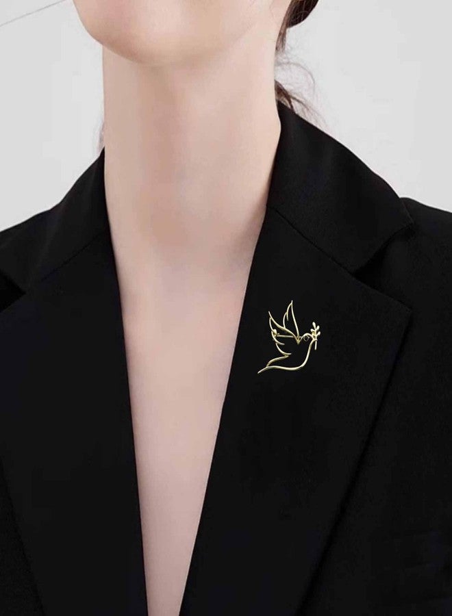 Frinnovan, 15 Pack Peace Dove Brooches Lapel Pin Bird Olive Brooch Pins for Women Men Party, Gold - Image 2