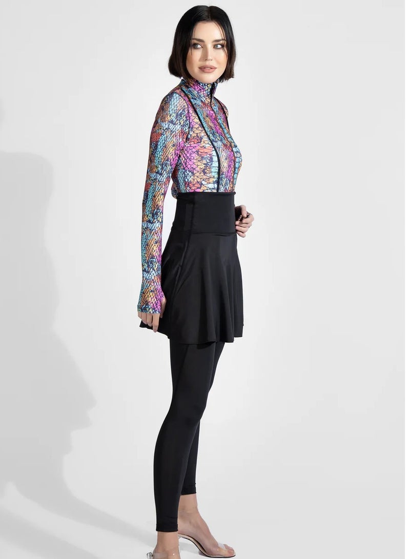 MINERVA SECRETS MERMAID HARMONY 2 - Exclusive Premium Burkini Set with Elegant Top, High-Waisted Leggings, Chic Beach Skirt  - Image 2