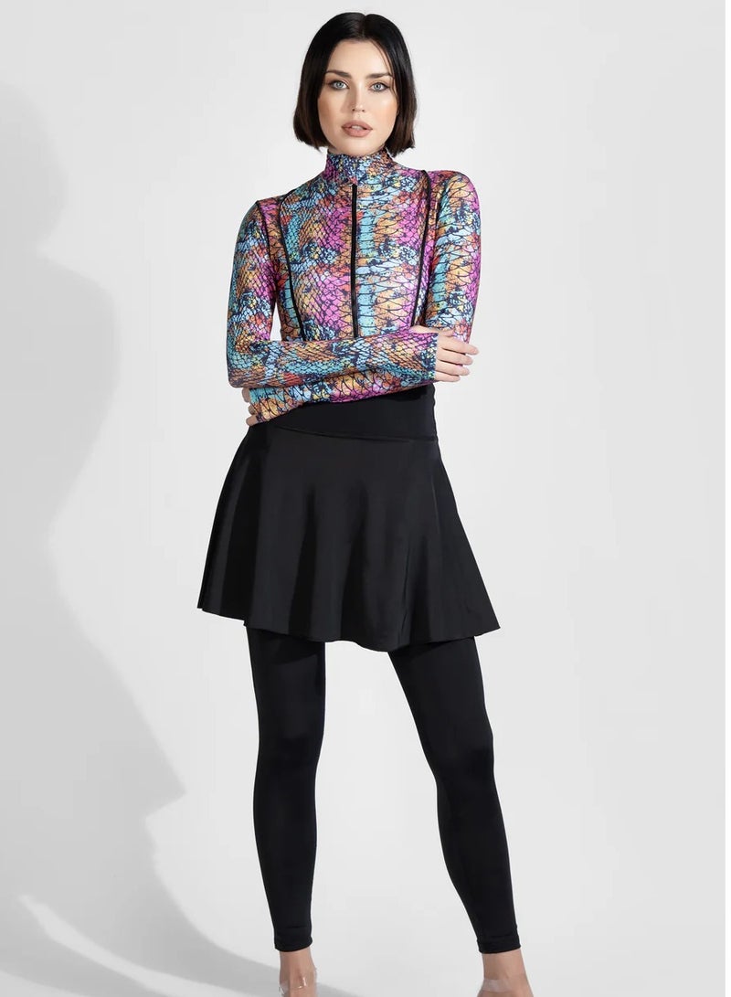MINERVA SECRETS MERMAID HARMONY 2 - Exclusive Premium Burkini Set with Elegant Top, High-Waisted Leggings, Chic Beach Skirt  - Image 1