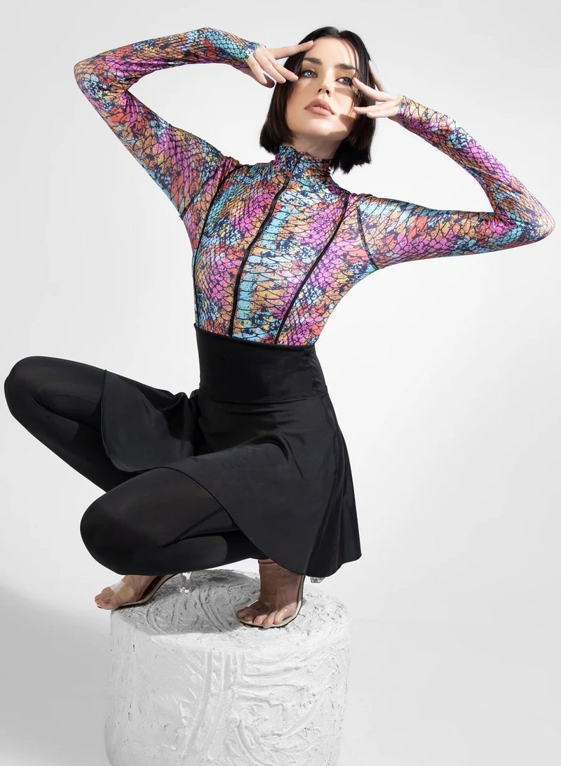 MINERVA SECRETS MERMAID HARMONY 2 - Exclusive Premium Burkini Set with Elegant Top, High-Waisted Leggings, Chic Beach Skirt  - Image 3