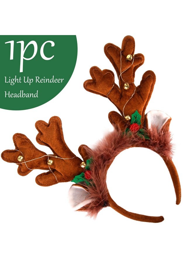 شيندل عصابة رأس من قرون الرنة، عصابة رأس مضيئة لعيد الميلاد للنساء، عصابة رأس من قرون الرنة المضيئة لعيد الميلاد، عصابة شعر من قرون الرنة المضيئة لعيد الميلاد، إكسسوارات أزياء الكريسماس - Image 2