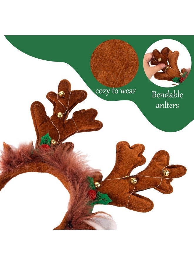 شيندل عصابة رأس من قرون الرنة، عصابة رأس مضيئة لعيد الميلاد للنساء، عصابة رأس من قرون الرنة المضيئة لعيد الميلاد، عصابة شعر من قرون الرنة المضيئة لعيد الميلاد، إكسسوارات أزياء الكريسماس - Image 3