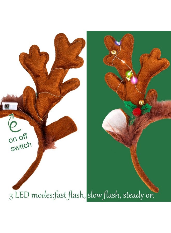 شيندل عصابة رأس من قرون الرنة، عصابة رأس مضيئة لعيد الميلاد للنساء، عصابة رأس من قرون الرنة المضيئة لعيد الميلاد، عصابة شعر من قرون الرنة المضيئة لعيد الميلاد، إكسسوارات أزياء الكريسماس - Image 4