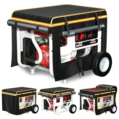 JIAHOO Generator Covers While Running, 28"L x 20"W x 20"H Heavy Duty Waterproof Generator Covers for Outside, Compatible with 3000W-5000W Generator, Clear Windows to See Gauges, Black - Image 1