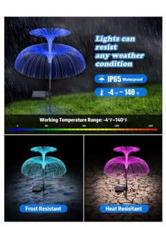 Y&D Double-Layer Jellyfish Solar Yard Lights, Flower Lights Outdoor Garden, Outside 7 Color Changing Decoration, Waterproof Decorative Stake Fiber Light for Landscape Pathway Patio, 3 Pack  - Image 3