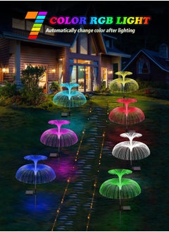 Y&D Double-Layer Jellyfish Solar Yard Lights, Flower Lights Outdoor Garden, Outside 7 Color Changing Decoration, Waterproof Decorative Stake Fiber Light for Landscape Pathway Patio, 3 Pack  - Image 5