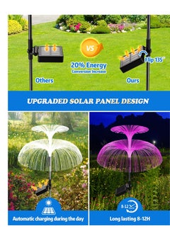 Y&D Double-Layer Jellyfish Solar Yard Lights, Flower Lights Outdoor Garden, Outside 7 Color Changing Decoration, Waterproof Decorative Stake Fiber Light for Landscape Pathway Patio, 3 Pack  - Image 4