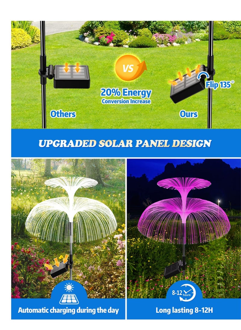 Y&D Double-Layer Jellyfish Solar Yard Lights, Flower Lights Outdoor Garden, Outside 7 Color Changing Decoration, Waterproof Decorative Stake Fiber Light for Landscape Pathway Patio, 3 Pack  - Image 4