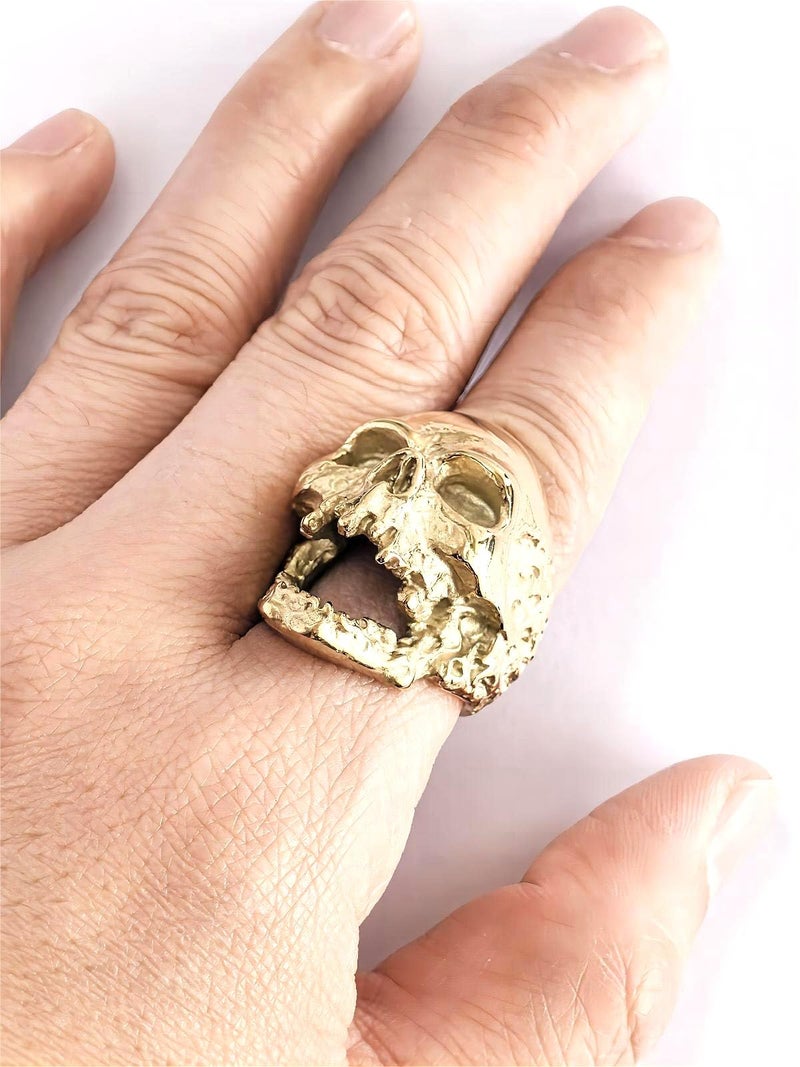 JAJAFOOK Jewelry Men's Stainless Steel Gold Tone Gothic Skull Rings, Domineering, Biker, High Polished - Image 4