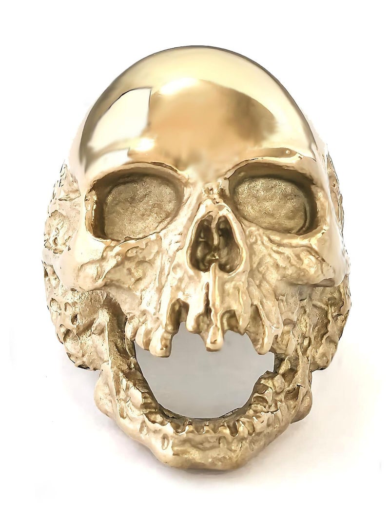 JAJAFOOK Jewelry Men's Stainless Steel Gold Tone Gothic Skull Rings, Domineering, Biker, High Polished - Image 2