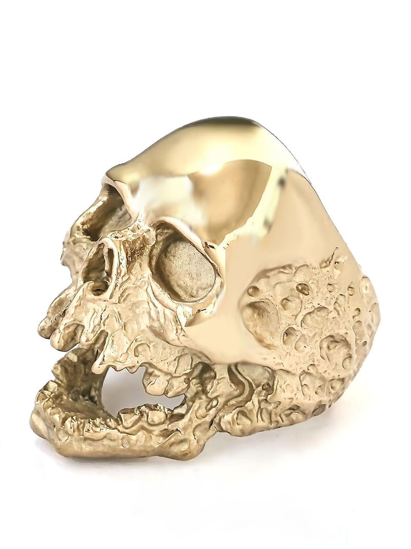 JAJAFOOK Jewelry Men's Stainless Steel Gold Tone Gothic Skull Rings, Domineering, Biker, High Polished - Image 3