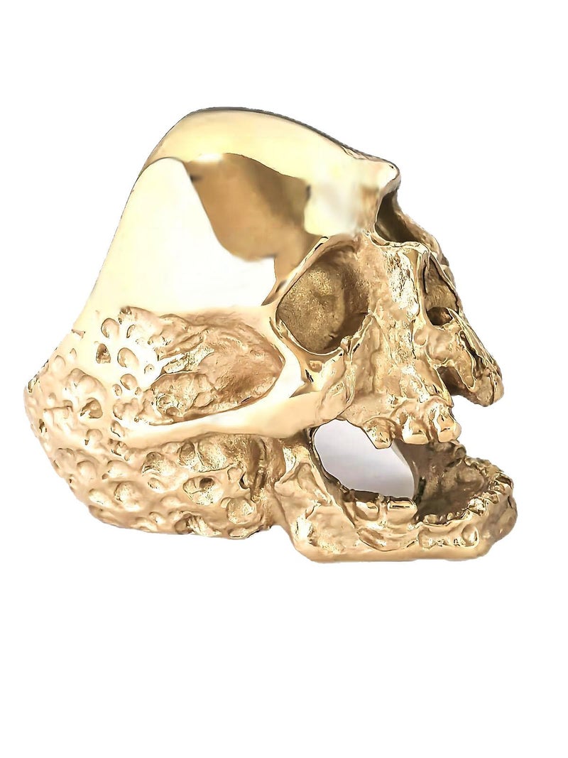 JAJAFOOK Jewelry Men's Stainless Steel Gold Tone Gothic Skull Rings, Domineering, Biker, High Polished - Image 1