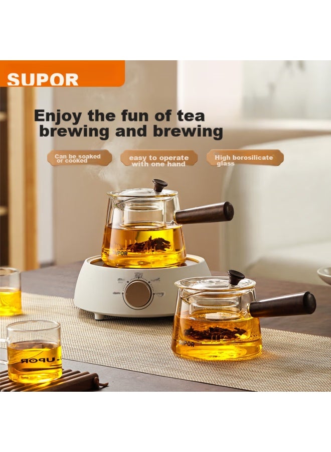 Supor Heat-resistant Glass Teapot, Heat-resistant Tea Infuser, Water Kettle With Side Handle. 550ml - Image 1