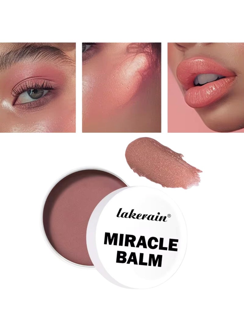 lakerain 52g Miracle Balm Multi use Miracle Balm Cream for Eyes Cheek and Lips Nourishing Long Lasting Creamy Smooth Texture Moisturizing Cream for Eyeshadow Blush and lipstick Sheer Pink 03 - Image 1