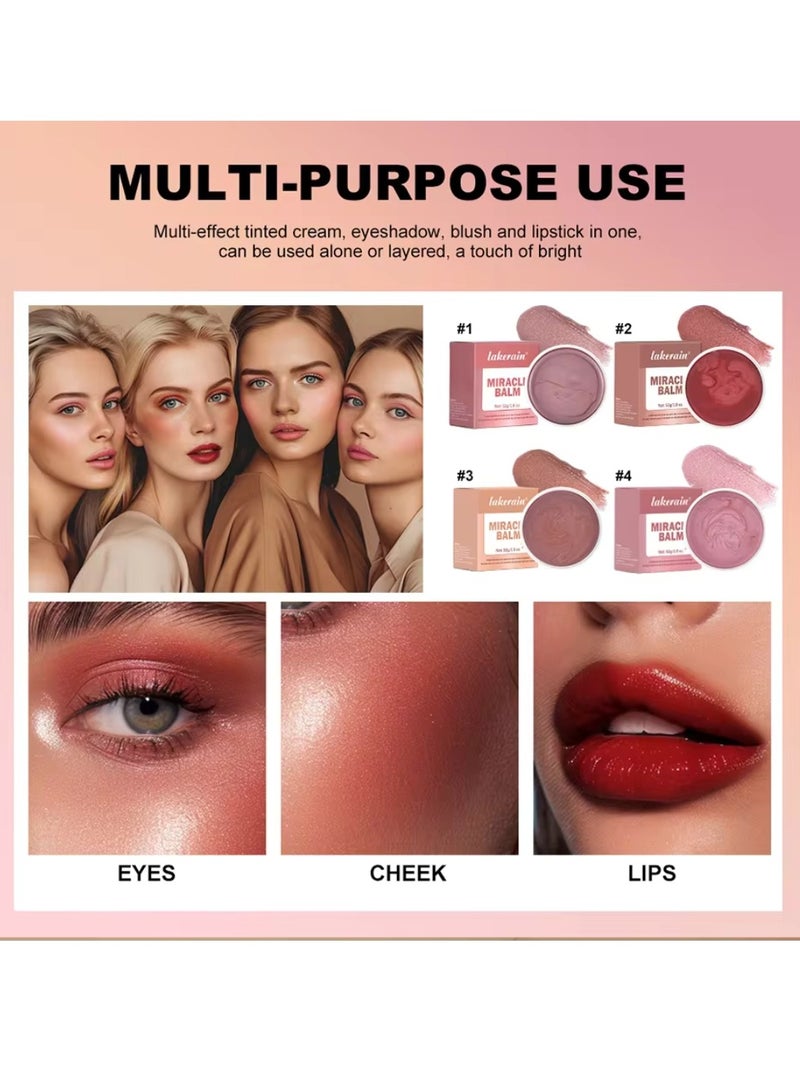 lakerain 52g Miracle Balm Multi use Miracle Balm Cream for Eyes Cheek and Lips Nourishing Long Lasting Creamy Smooth Texture Moisturizing Cream for Eyeshadow Blush and lipstick Sheer Pink 03 - Image 3