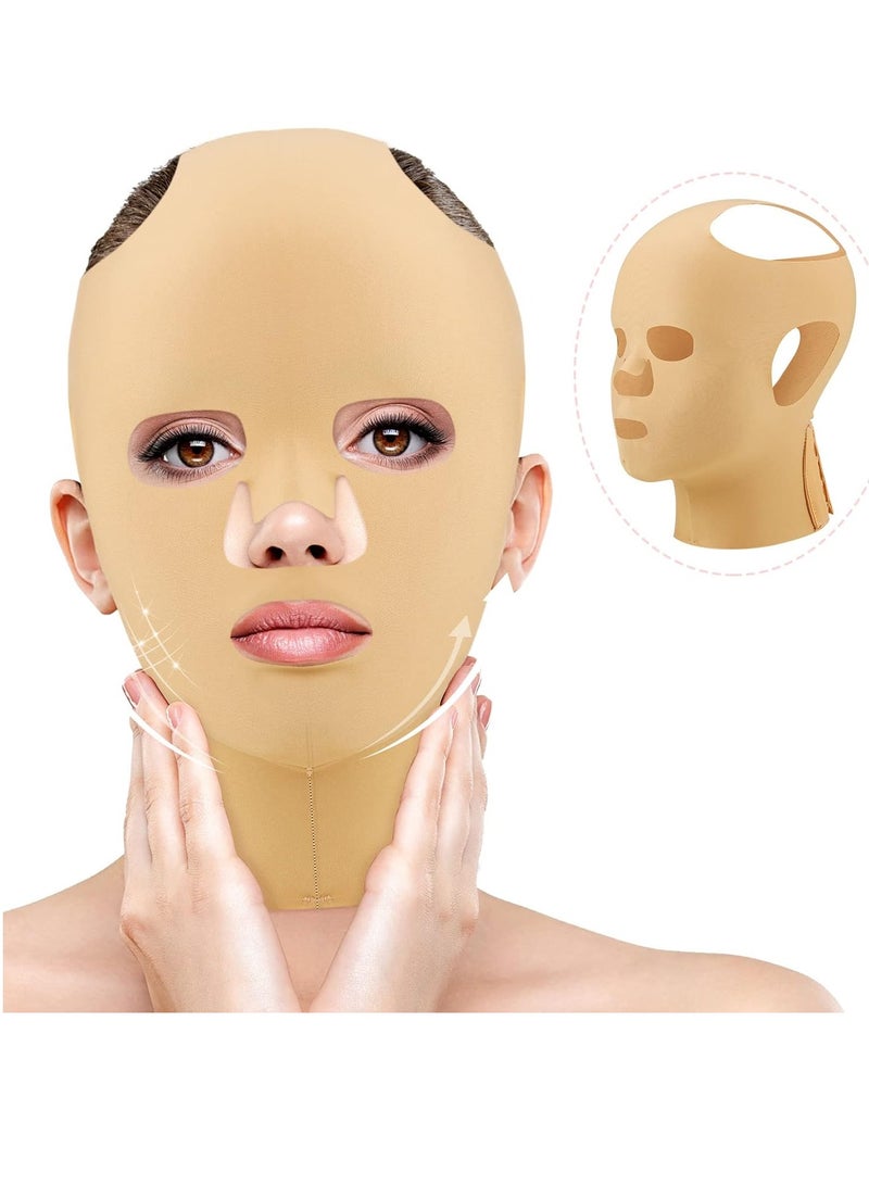 Treela Treela 2 Pieces Full Face Lift Sleeping Belt Reusable Mask Chin Lift Facial Mask Face Belt Double Chin Thin Facial Bandages Cheek Belt Strap Face Massage Shaper for Women  - Image 1