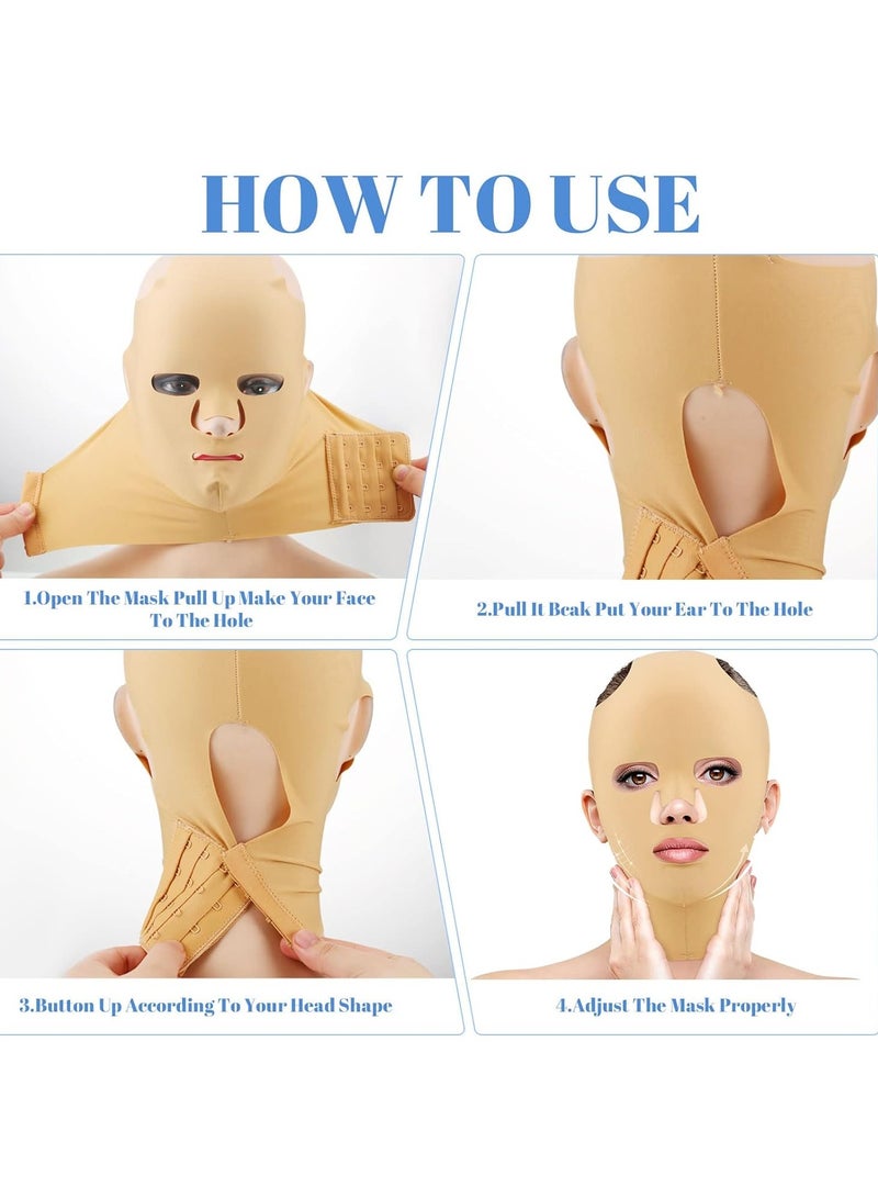 Treela Treela 2 Pieces Full Face Lift Sleeping Belt Reusable Mask Chin Lift Facial Mask Face Belt Double Chin Thin Facial Bandages Cheek Belt Strap Face Massage Shaper for Women  - Image 2